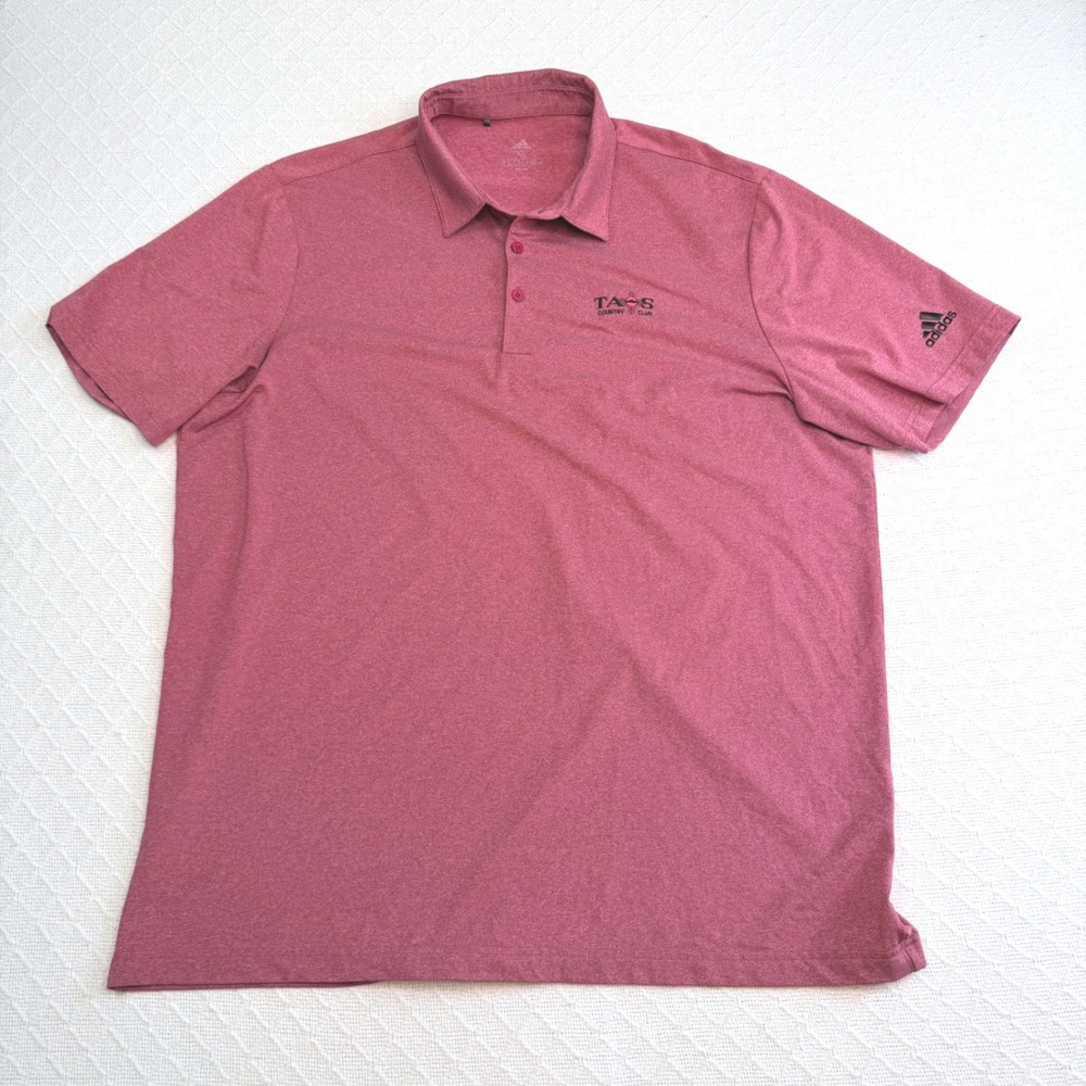 Adidas Mens XL Taos Country Club Golf Polo Shirt Heathered Red HA6215